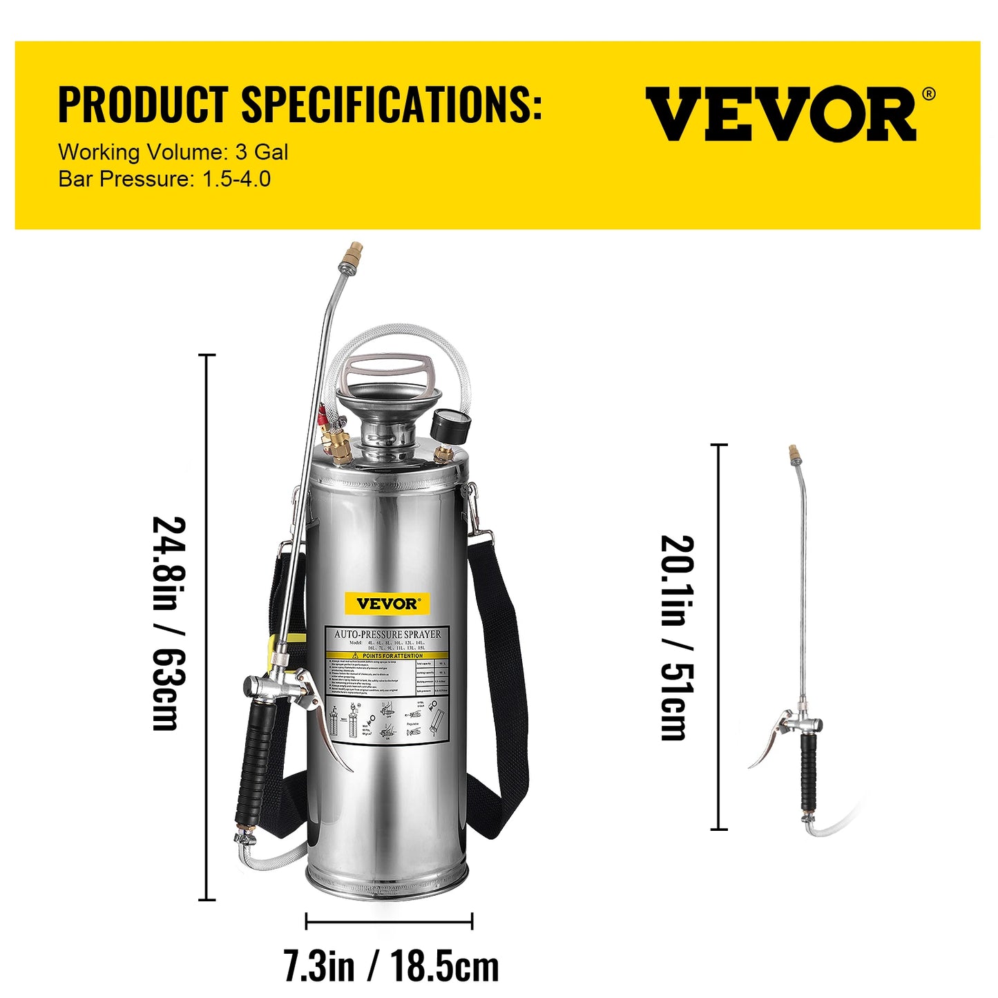SucceBuy Hand Powered Stainless Steel Sprayer