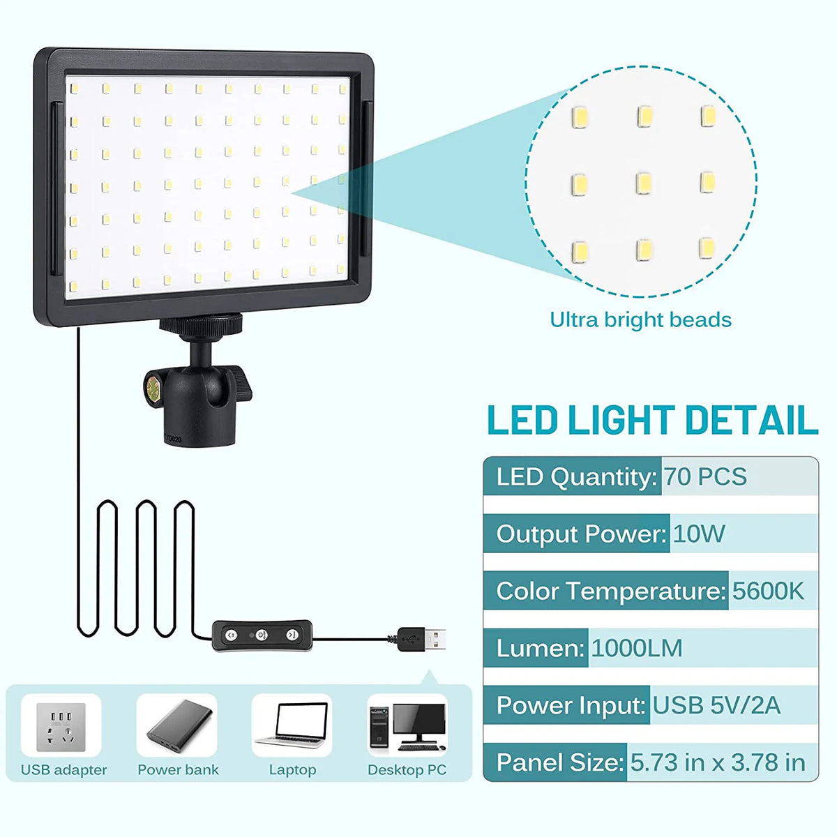 Baodeli LED Video Light Panel With Tripod