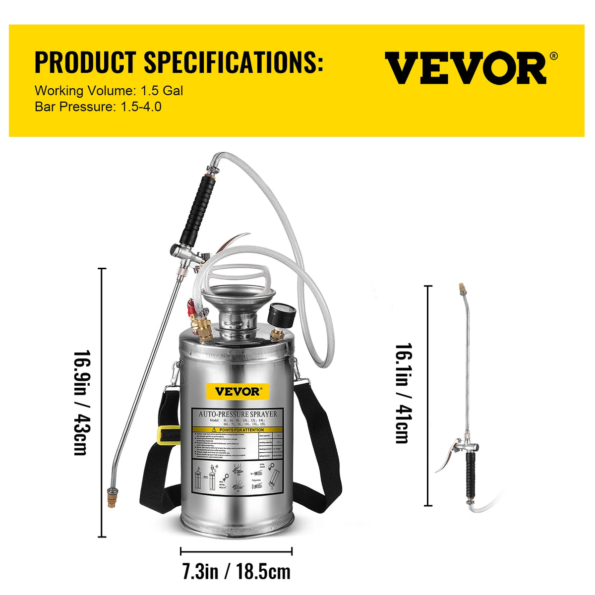 SucceBuy Hand Powered Stainless Steel Sprayer