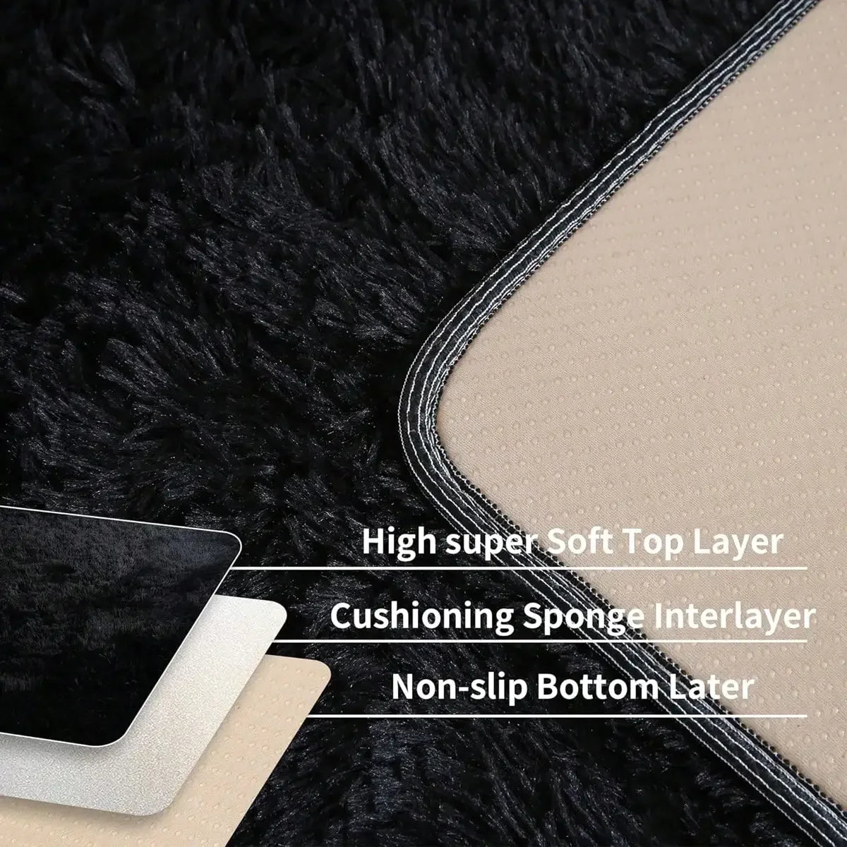 Thick Plush Polyester Carpet With Non Slip Backing