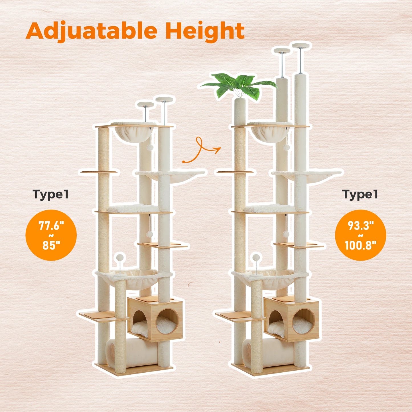 Pawz Road Height Adjustable Wooden Cat Tree