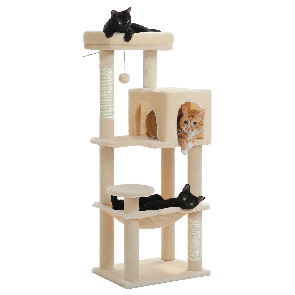 PEQULTI Five Tier Cat Tree With Hammock And Sisal Post