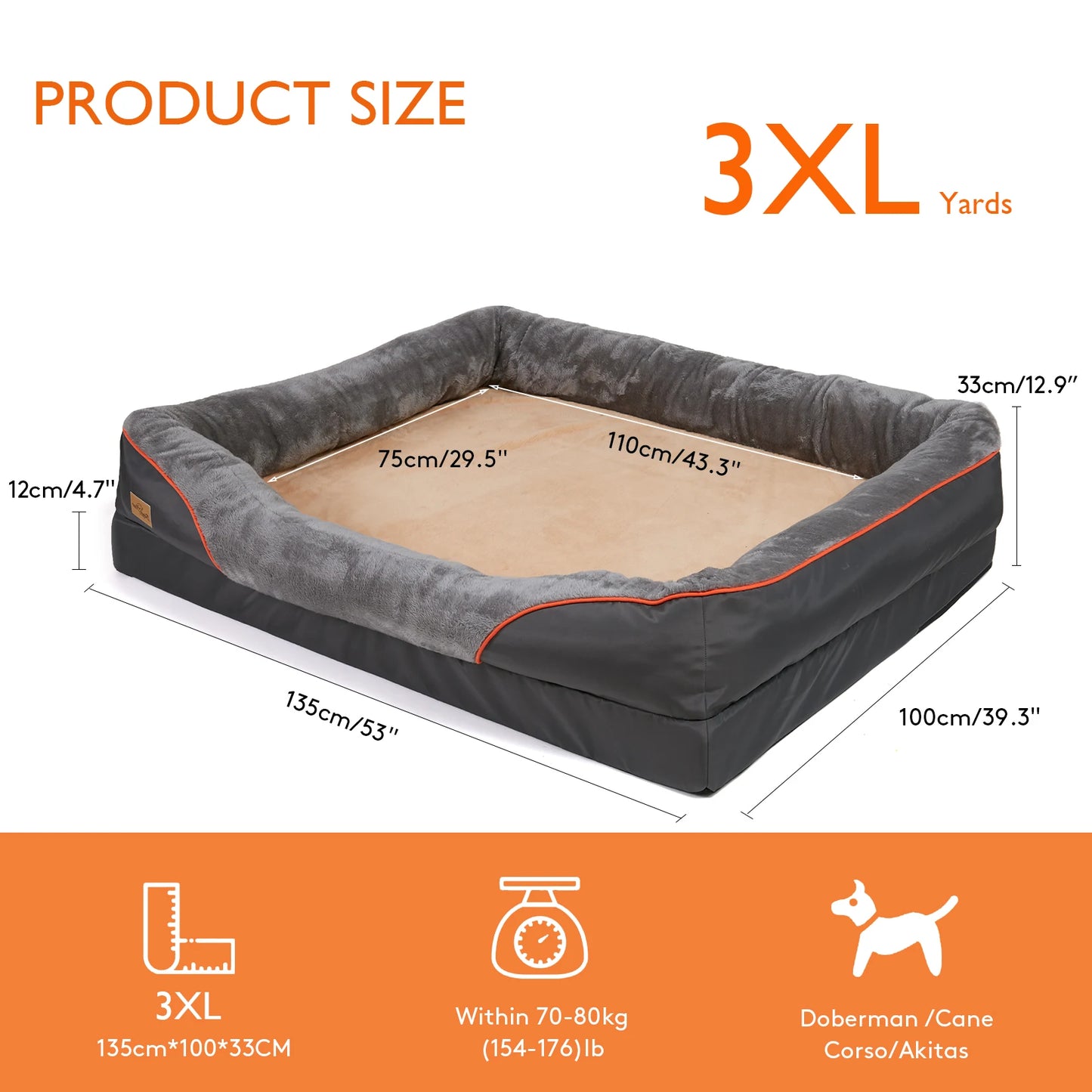 Bingopaw Dog Bed With Waterproof Removable Washable Cover