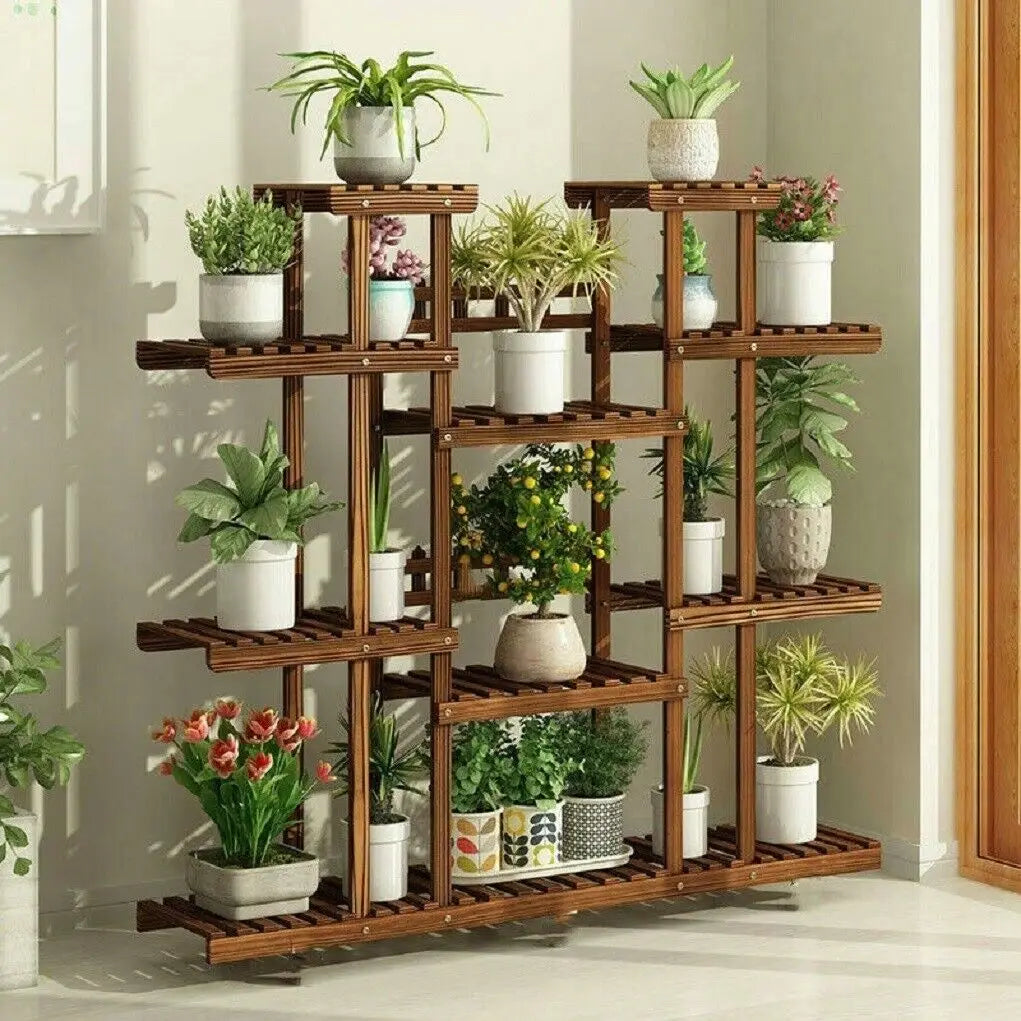 Wisfor Wooden Multi Tier Plant Shelf Flower Pot Stand