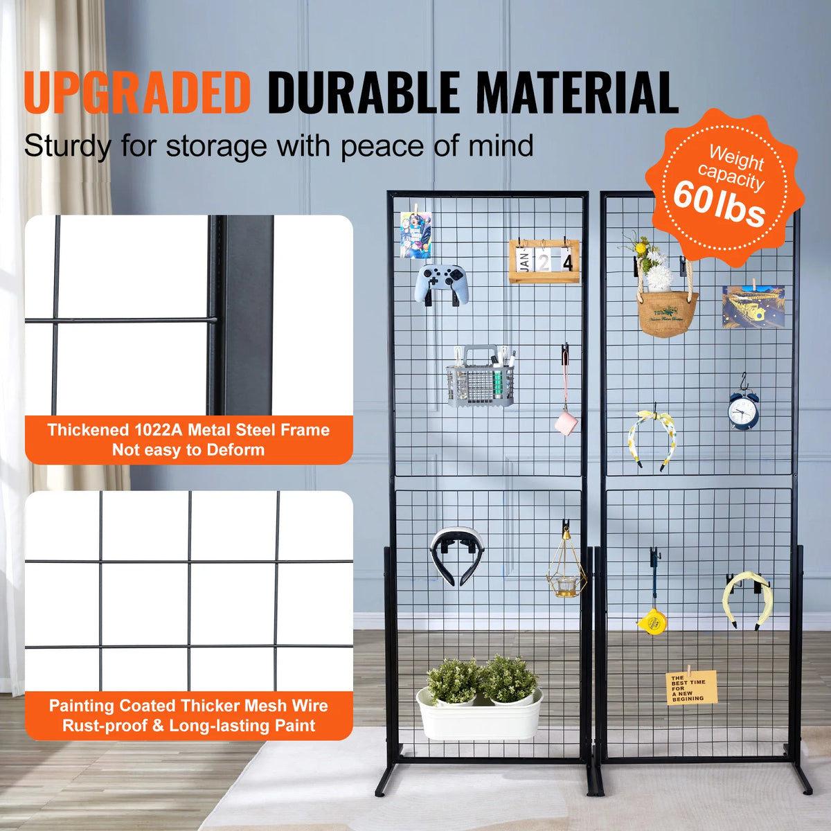 SucceBuy Grid Wall Panels Double Sided Display Rack