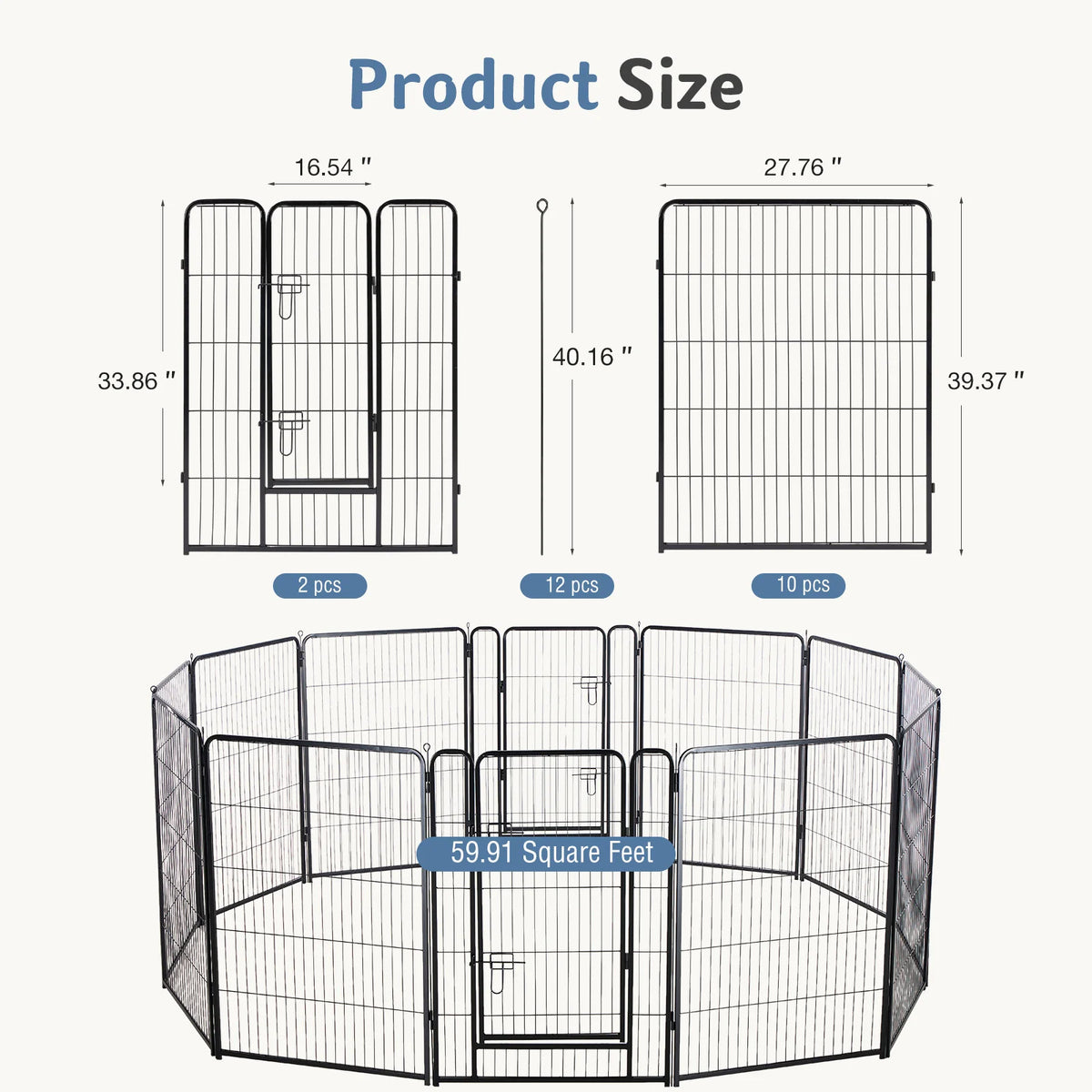 JHK Foldable Metal Dog Playpen Exercise Fence