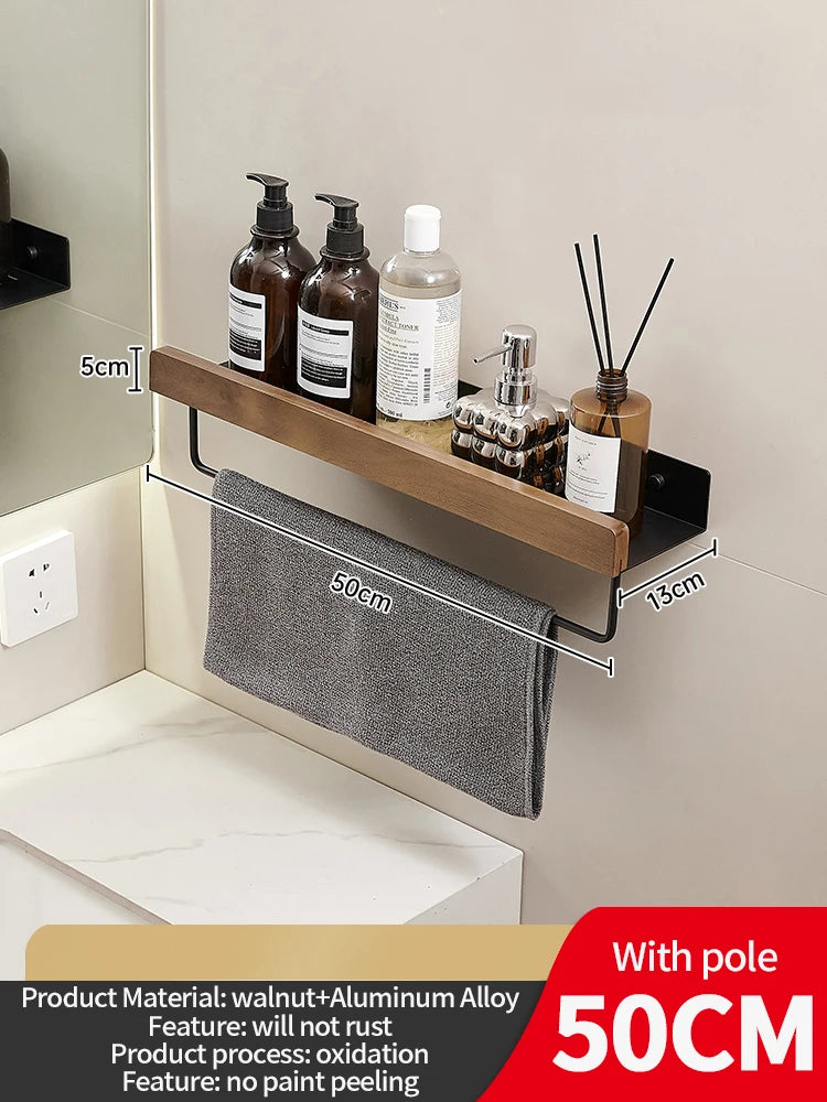 YUNJIEYA Aluminum Wall Mounted Bathroom Storage Shelf