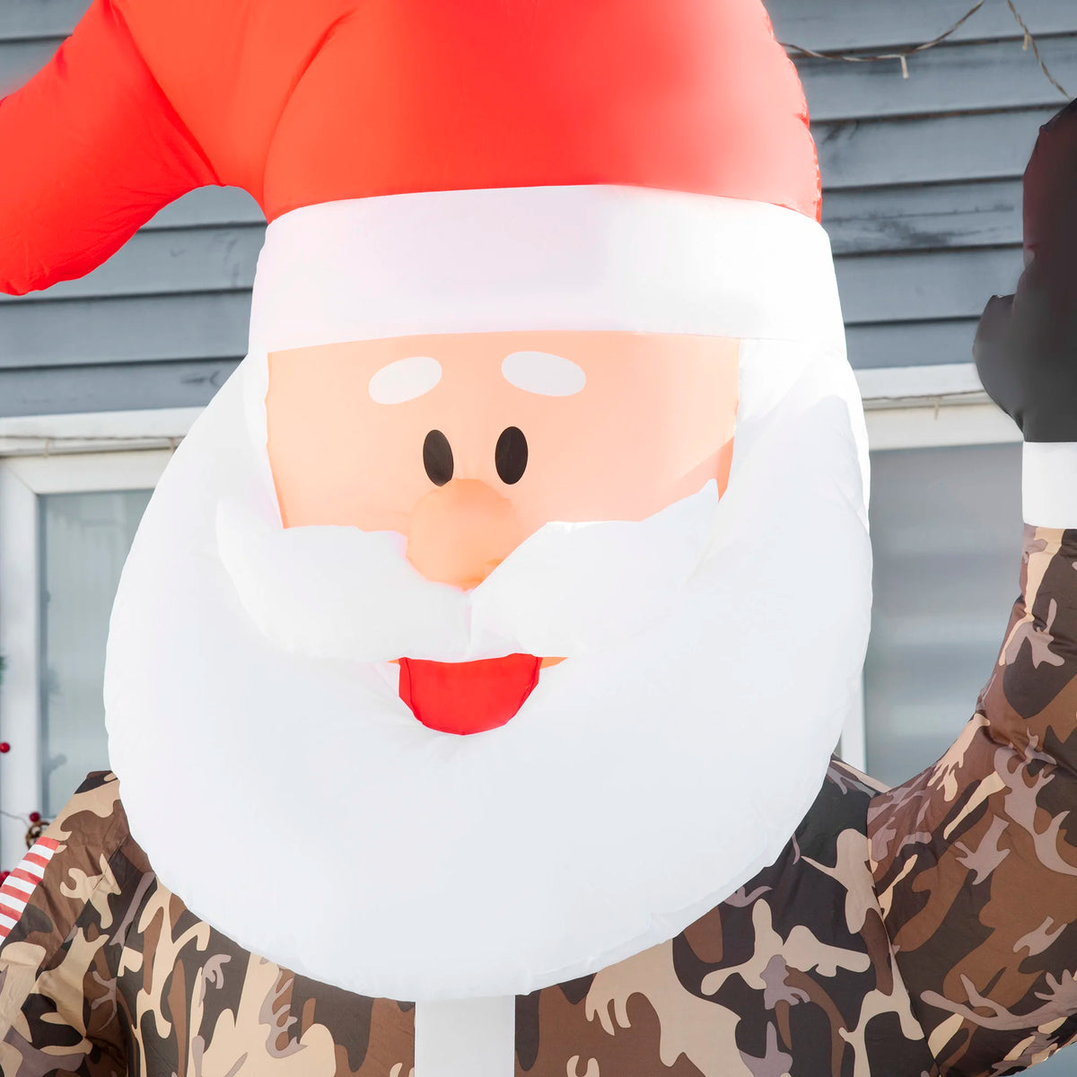 HOMCOM 8' Christmas Inflatables Outdoor Decorations Santa Claus Wearing Camouflage, Blow-Up Yard Christmas Decor with LED Lights Display