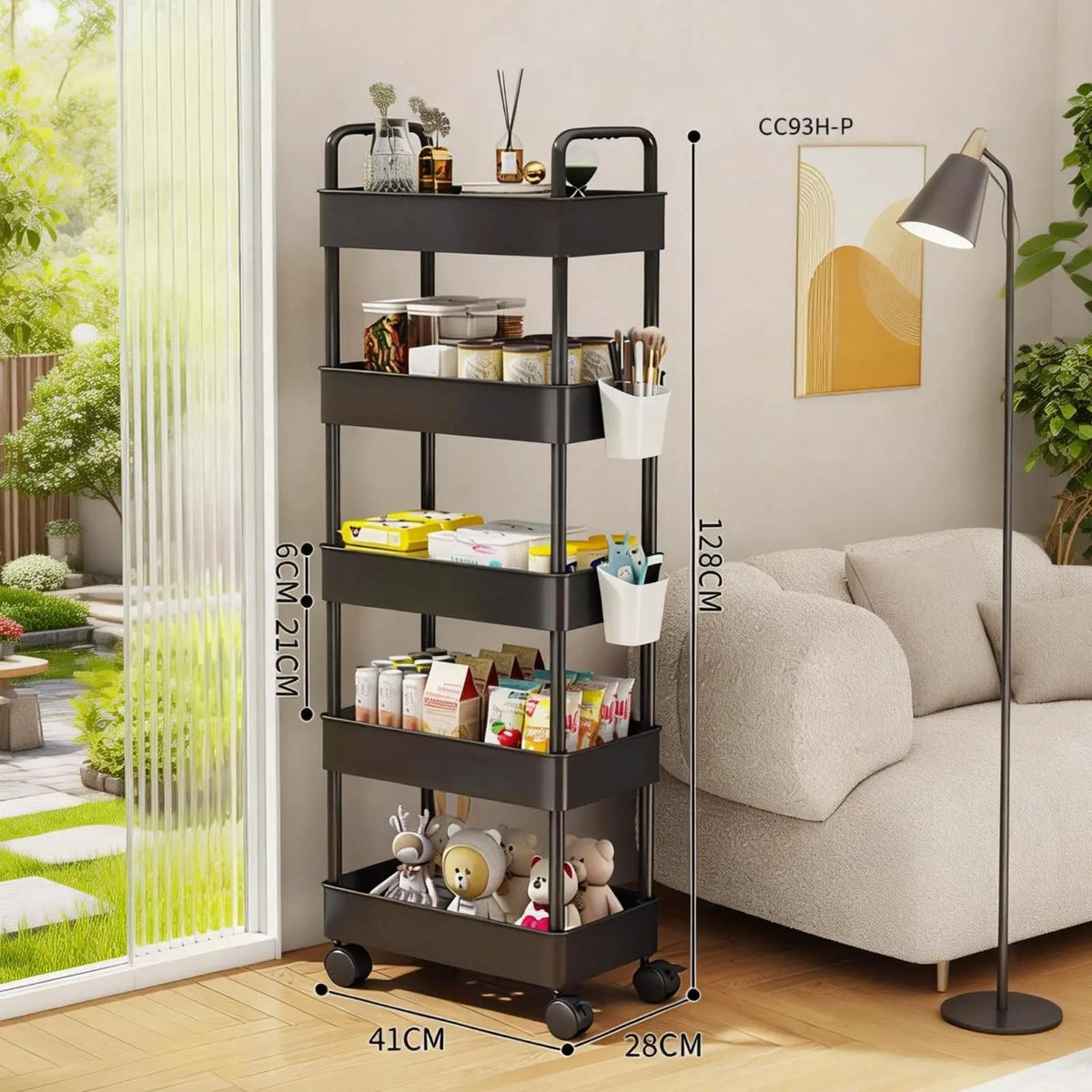 5-Tier Rolling Plastic Utility Storage Cart