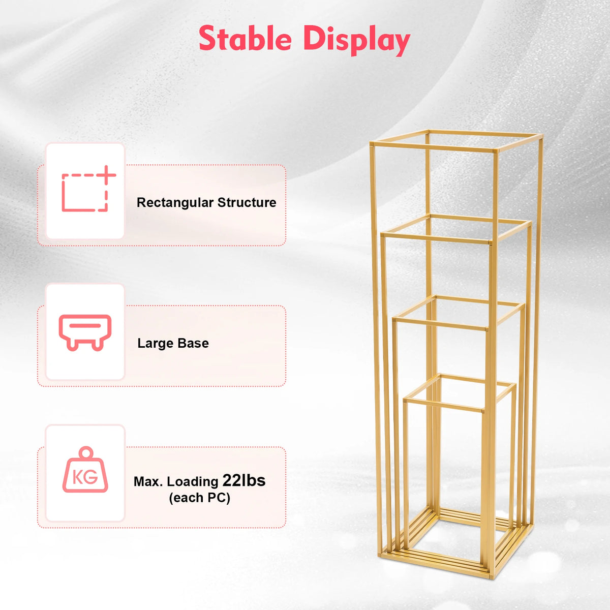 Metal Flower Stand Set For Wedding Column Display Racks