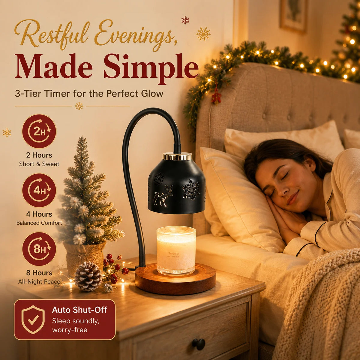 Christmas Snowflake Deer Candle Warmer Lamp