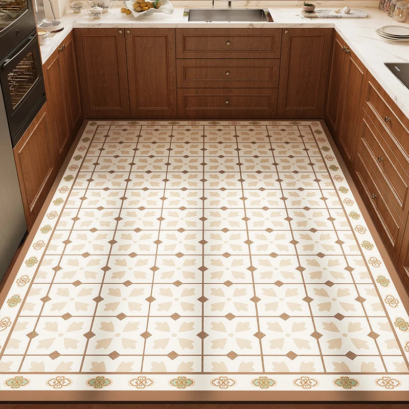 Rug for Kitchen Waterproof Anti-slip Carpet Large-size PVC Leather Oil-proof Stain-resistant Foot Mat American Retro Floor Mats