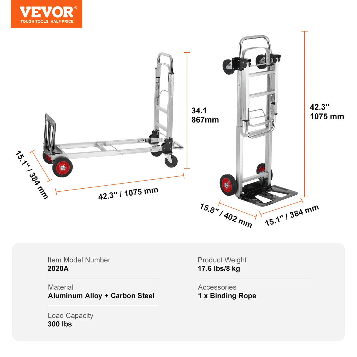 SucceBuy 400 Lb Folding Hand Truck Utility Dolly