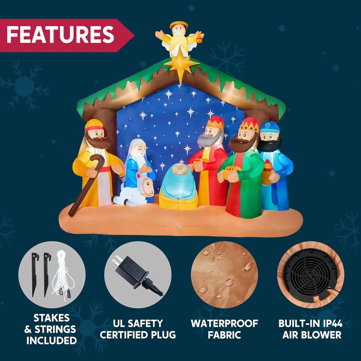 Joyfy Lighted Christmas Nativity Scene Inflatable