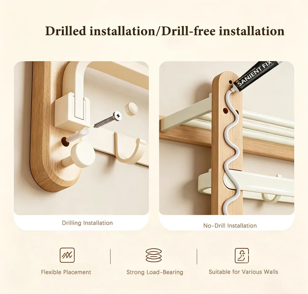 White Walnut Wood Bathroom Hardware Set Towel Rack Organizer Shelf Toilet Brush Holder Wall Mounted Bathroom Accessories Kit