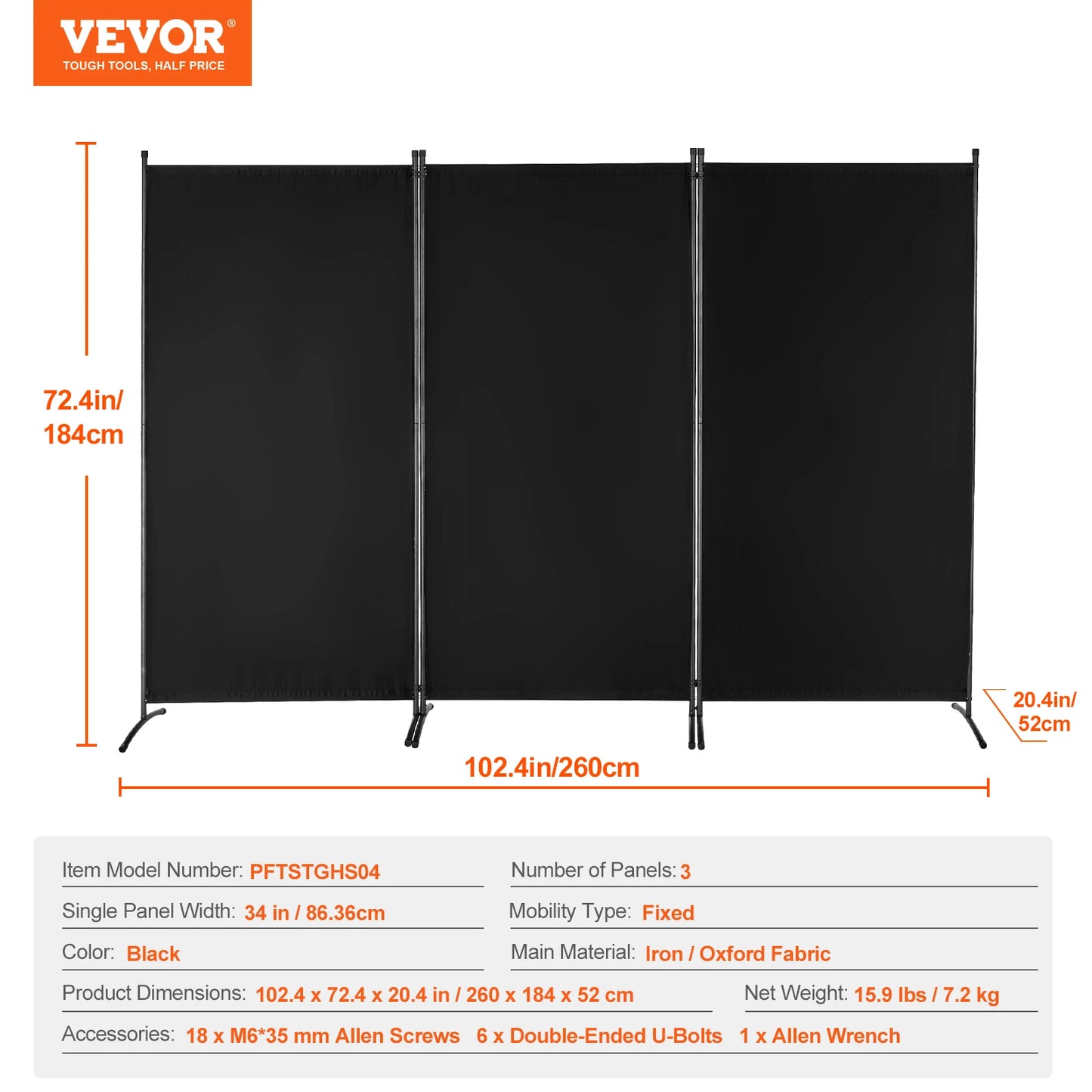 Compact Folding Room Divider Privacy Screen