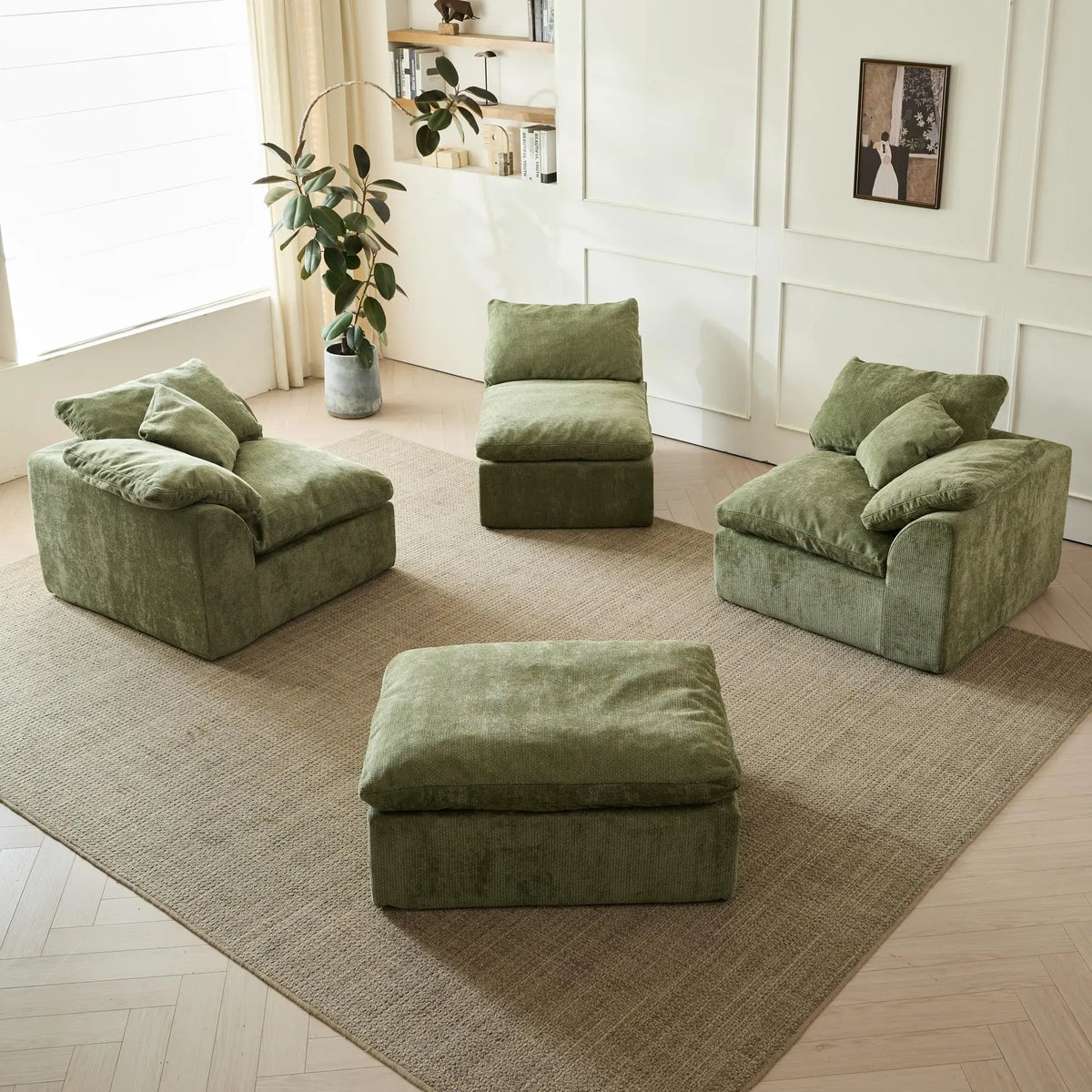 Yeflixvrau Modern Cloud L Shaped Chenille Sofa