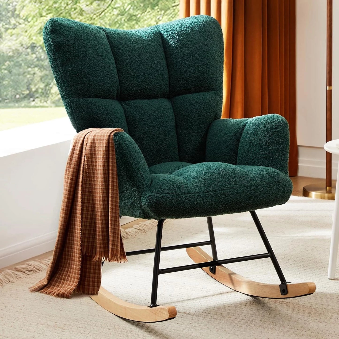 Studyset Modern Upholstered Nursery Rocking Chair Pocket
