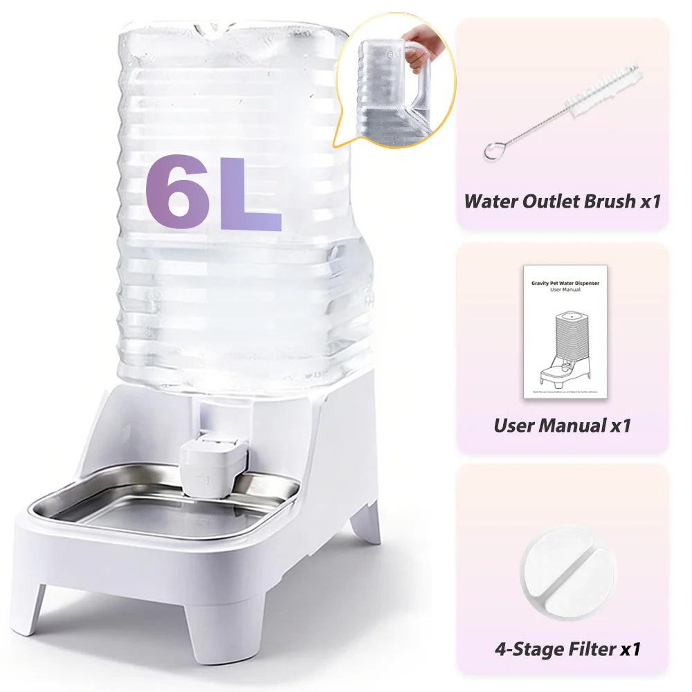 NITYERS Gravity Pet Water Dispenser With Steel Tray