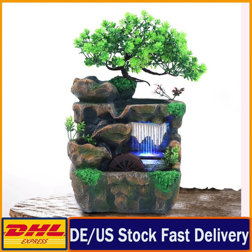 Indoor Desktop Waterfall Fountain With LED Lighting
