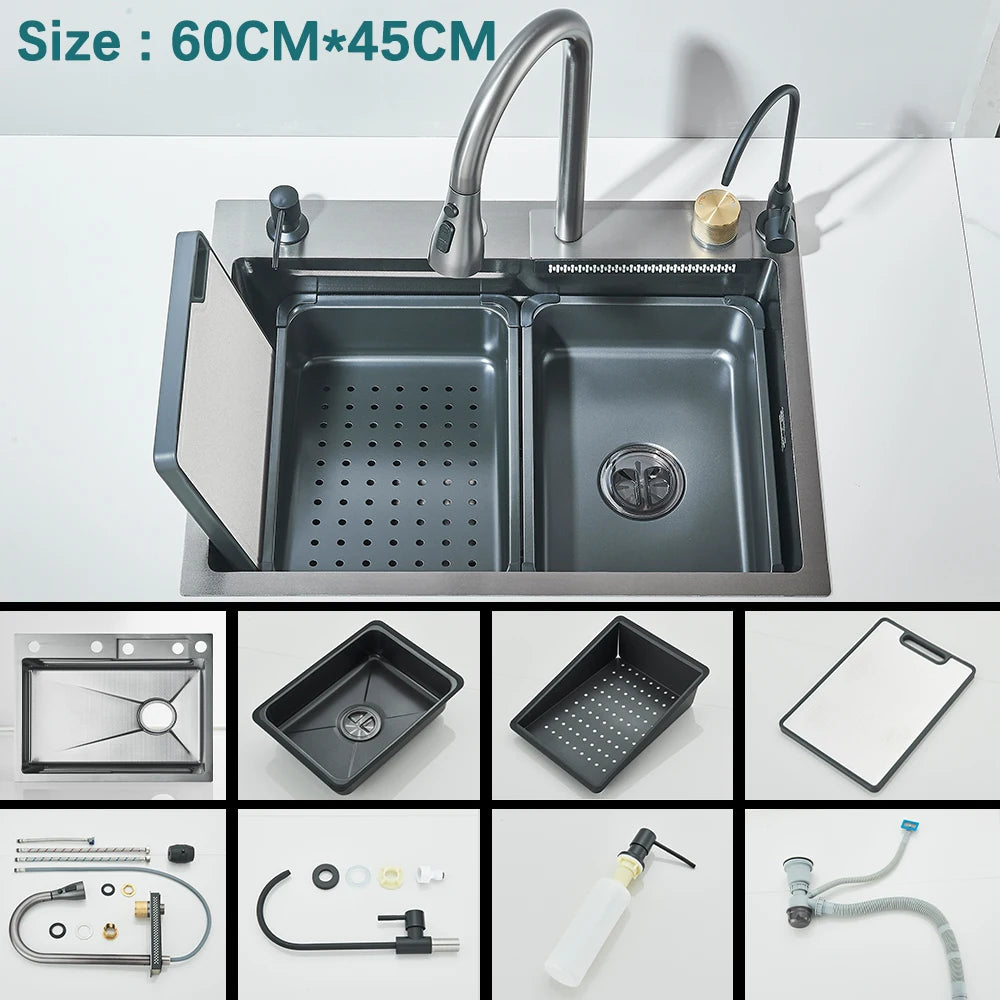 304 Stainless Steel Kitchen Waterfall Sink Undermount