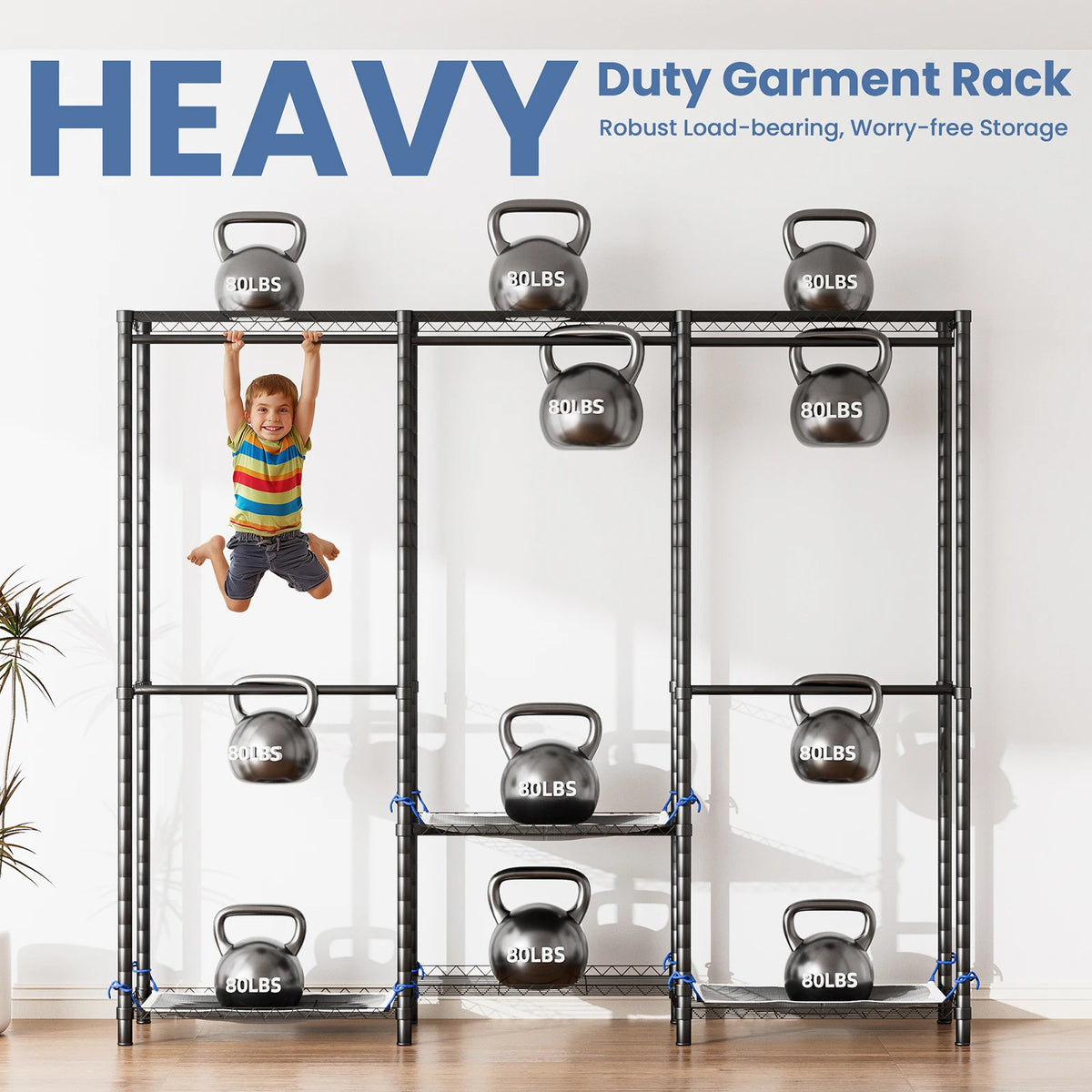 Portable Metal Clothes Rack Storage Organizer Hanging Rod