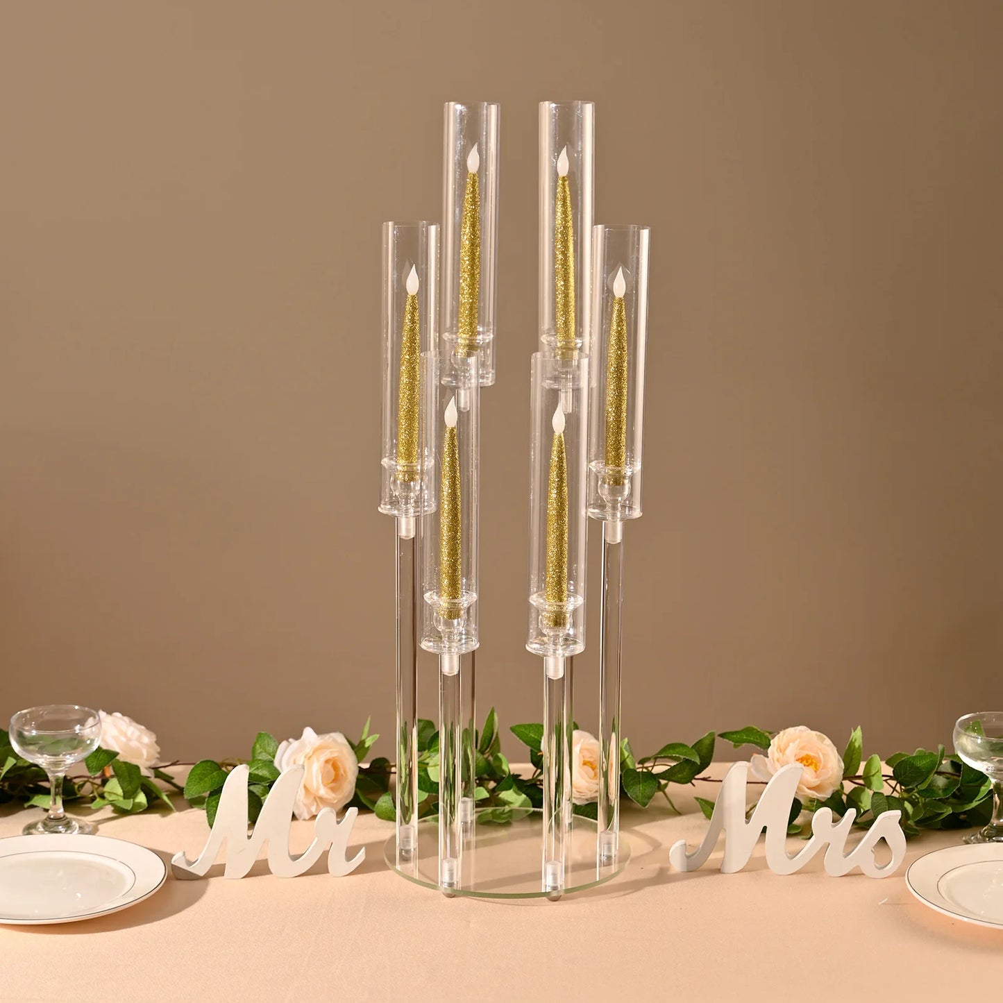 Vincigant 6 Arm Acrylic Candelabra Candle Holder