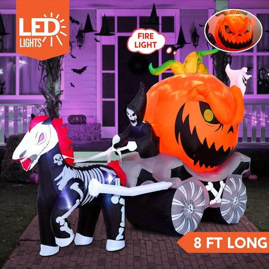 Halloween Inflatable Pumpkin Carriage With LED Lights