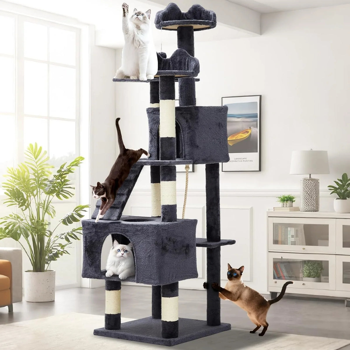 Cat Tree For Large Cats With Condos And Sisal Posts