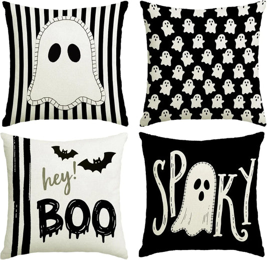 Halloween Ghost Bat Striped Sofa Pillow Covers