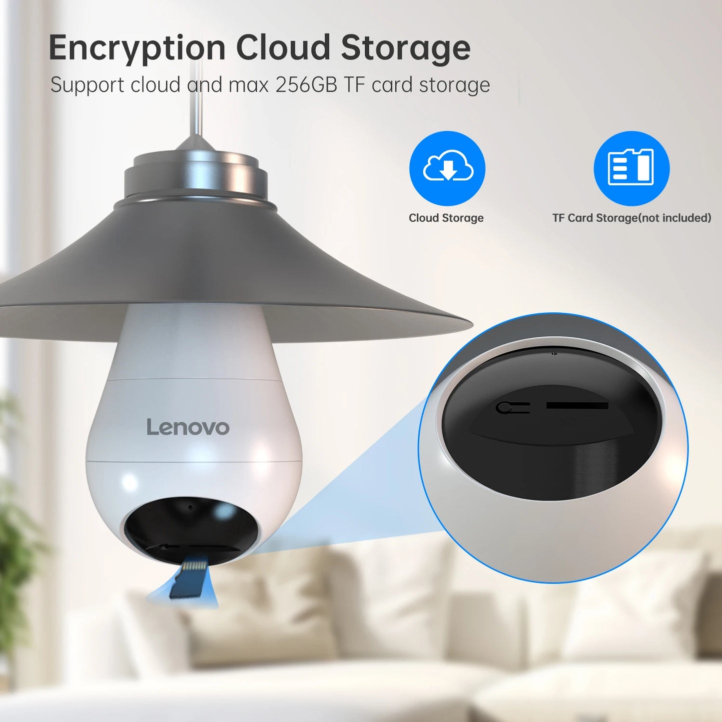 Lenovo 3MP WiFi E27 Bulb Security Camera With Night Vision