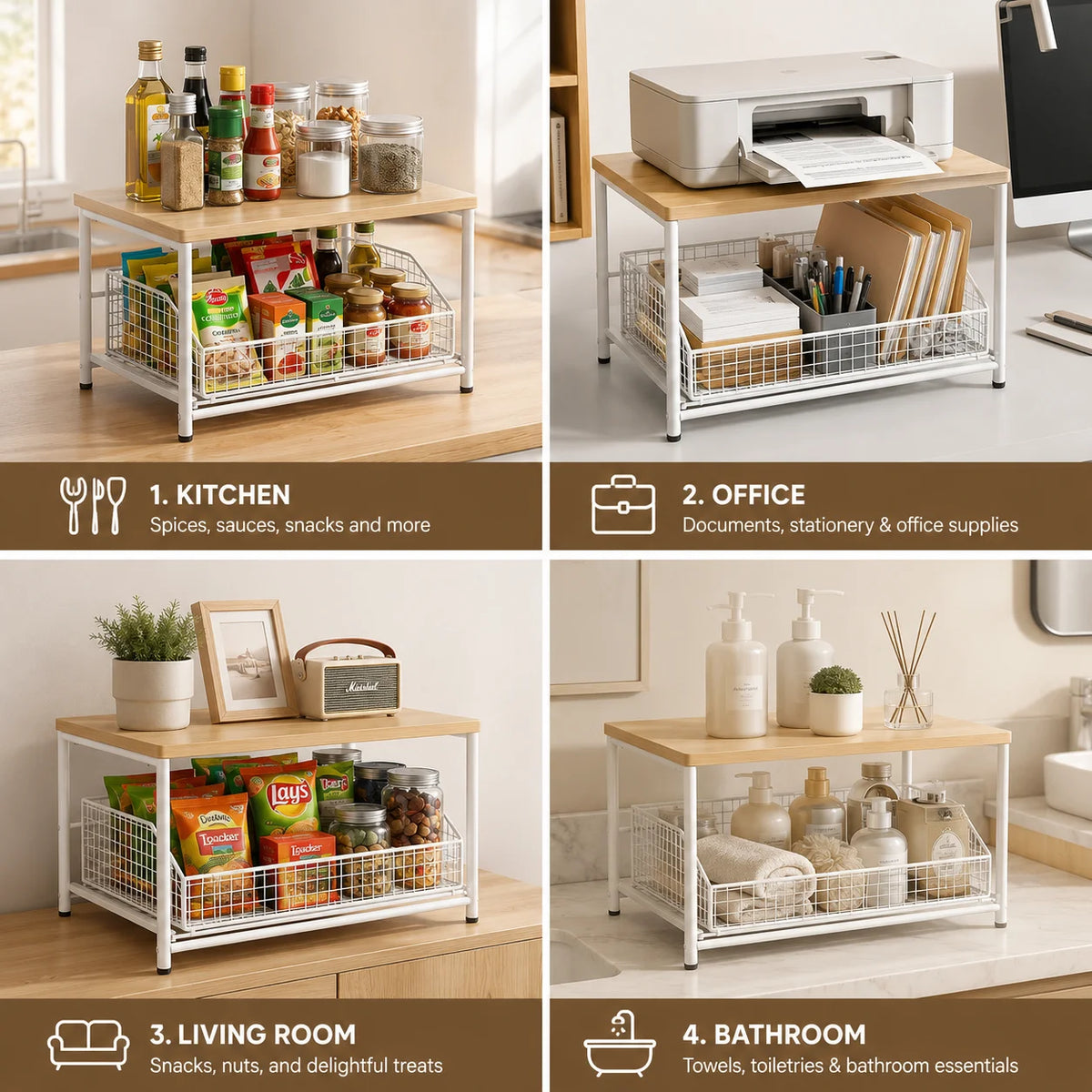 Kitchen Microwave Stand With Drawer Organizer