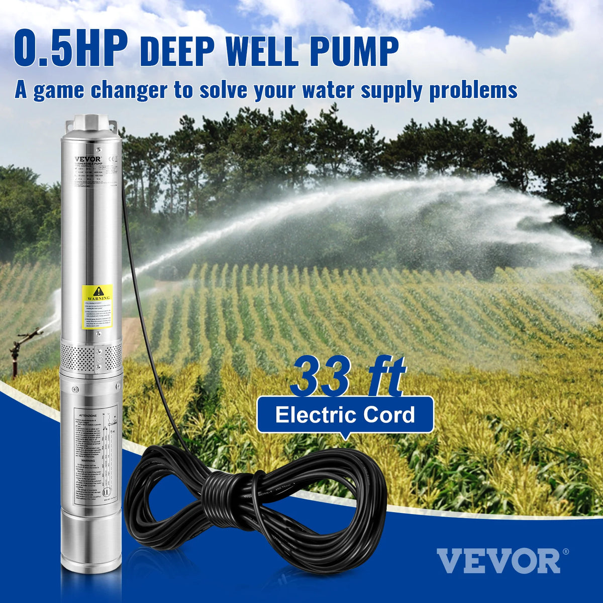 SucceBuy Stainless Steel Deep Well Submersible Pump