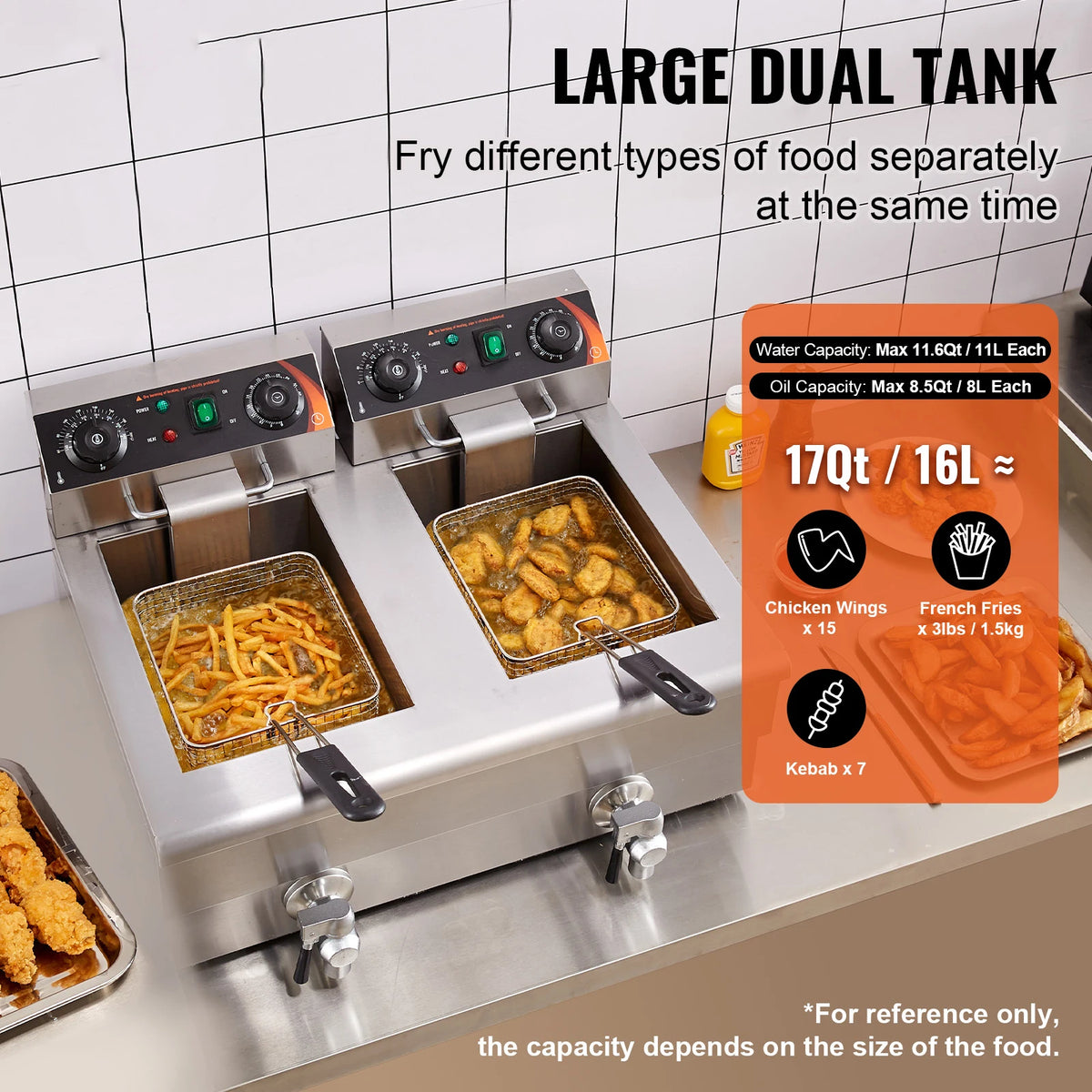 SucceBuy Dual Tank Commercial Electric Deep Fryer