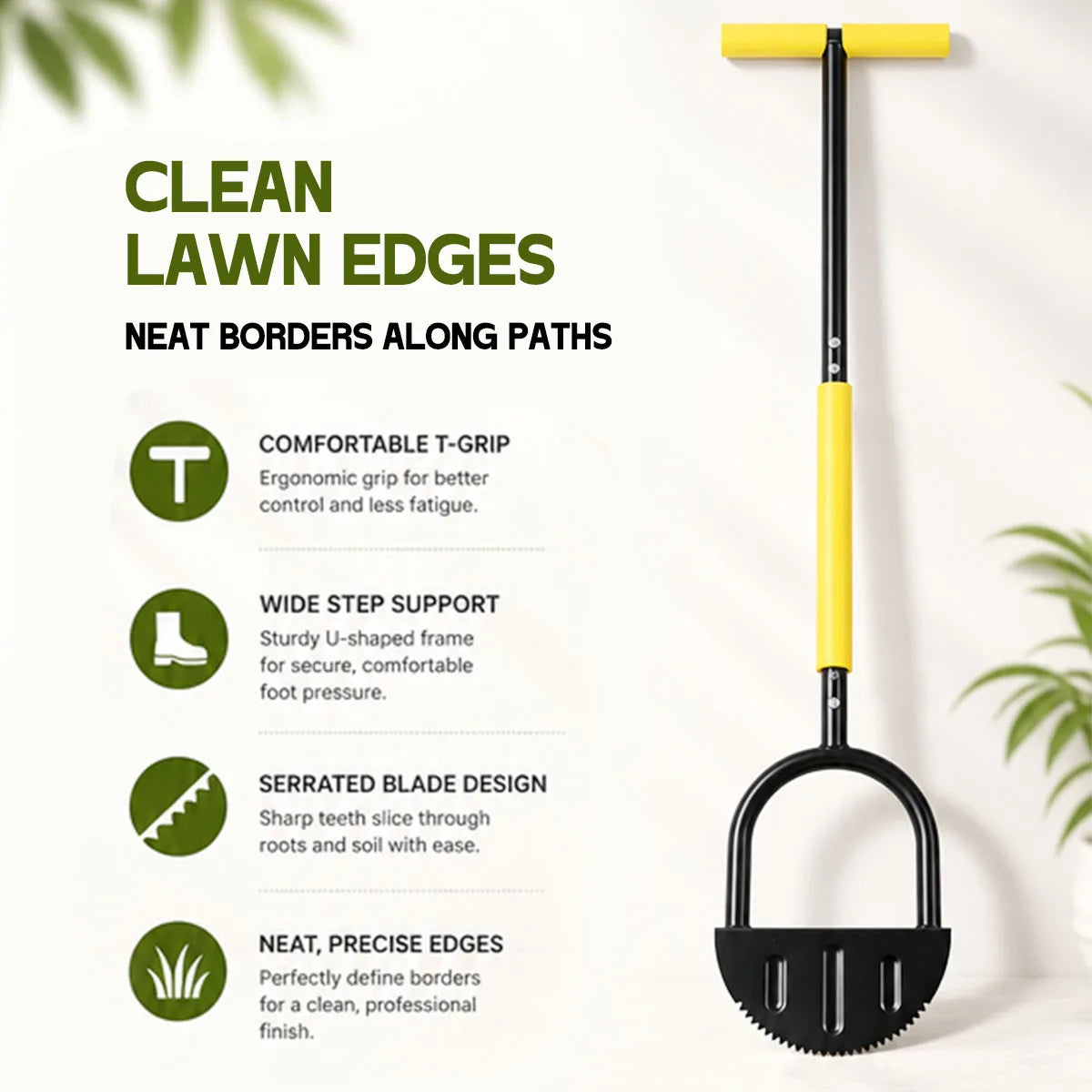 Serrated Half Moon Lawn Edger With Ergonomic Handle