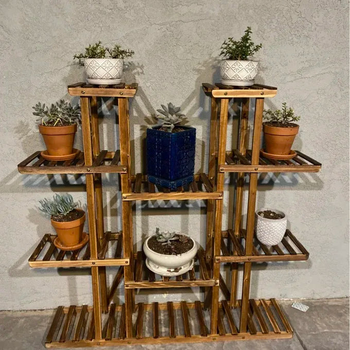 Wisfor Wooden Multi Tier Plant Shelf Flower Pot Stand