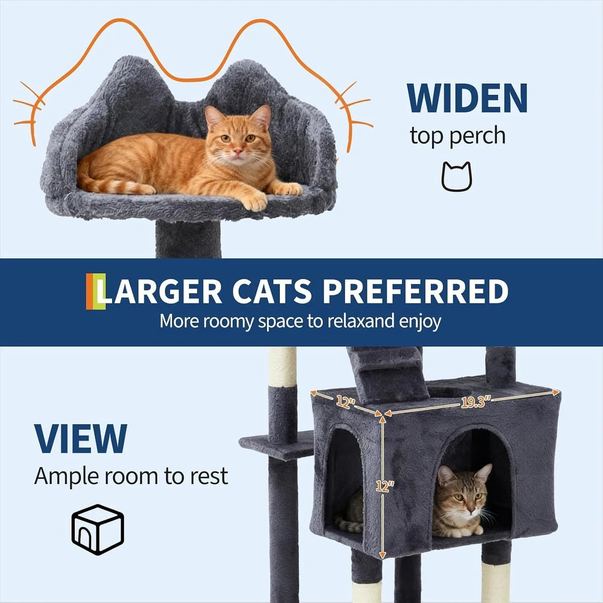 Cat Tree For Large Cats With Condos And Sisal Posts