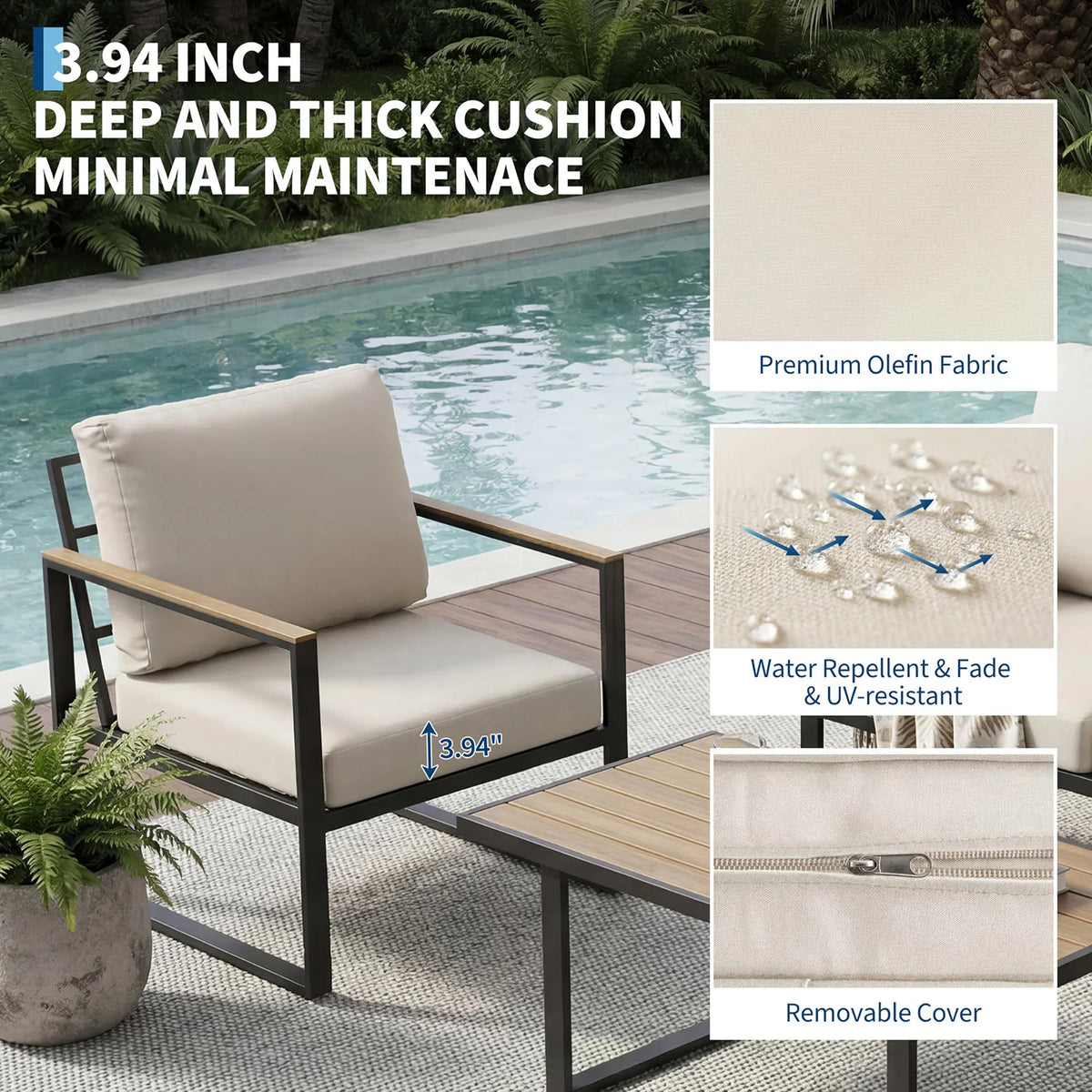 HobbyLane Modern Patio Sectional Sofa With Coffee Table