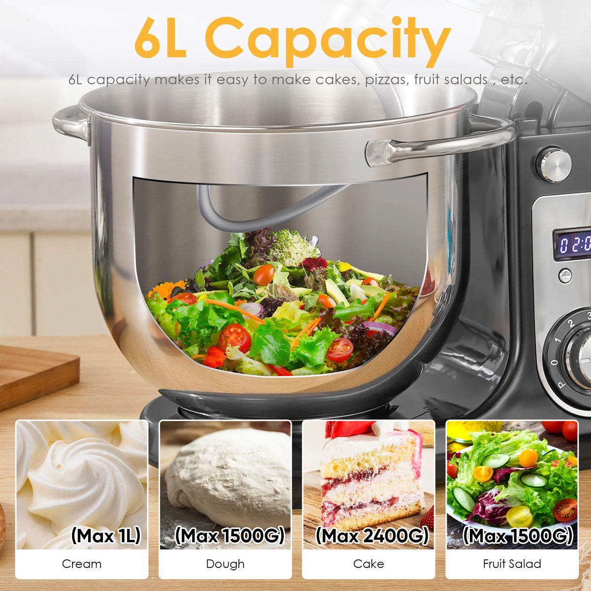 Biolomix Tilt Head Stand Mixer With Dough Hook