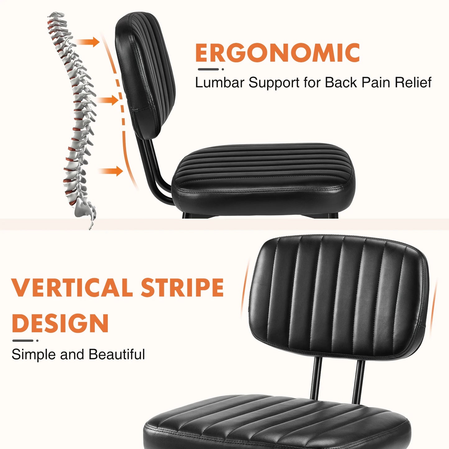JHK Faux Leather Dining Chairs Set of 2 Lumbar Support
