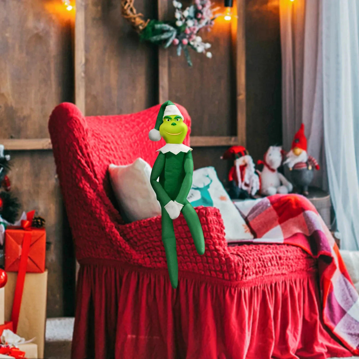 Christmas Elf Doll Anime Plush Figures Stocking Stuffer Shelf Accessories Xmas Decoration Craft Holiday Ornament Decorative Collectible Figurines