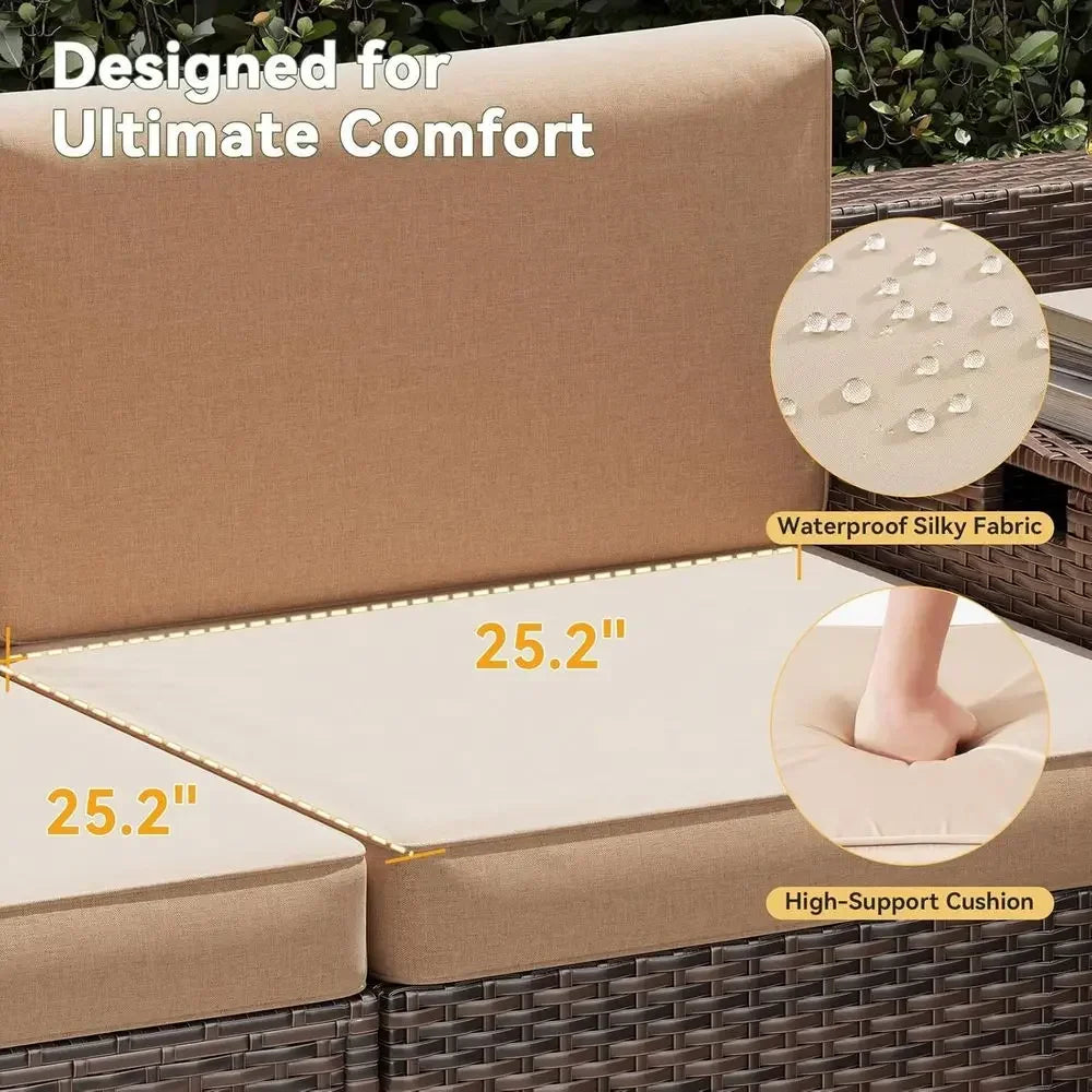 Outdoor Wicker 8 Piece Patio Set With Storage Table