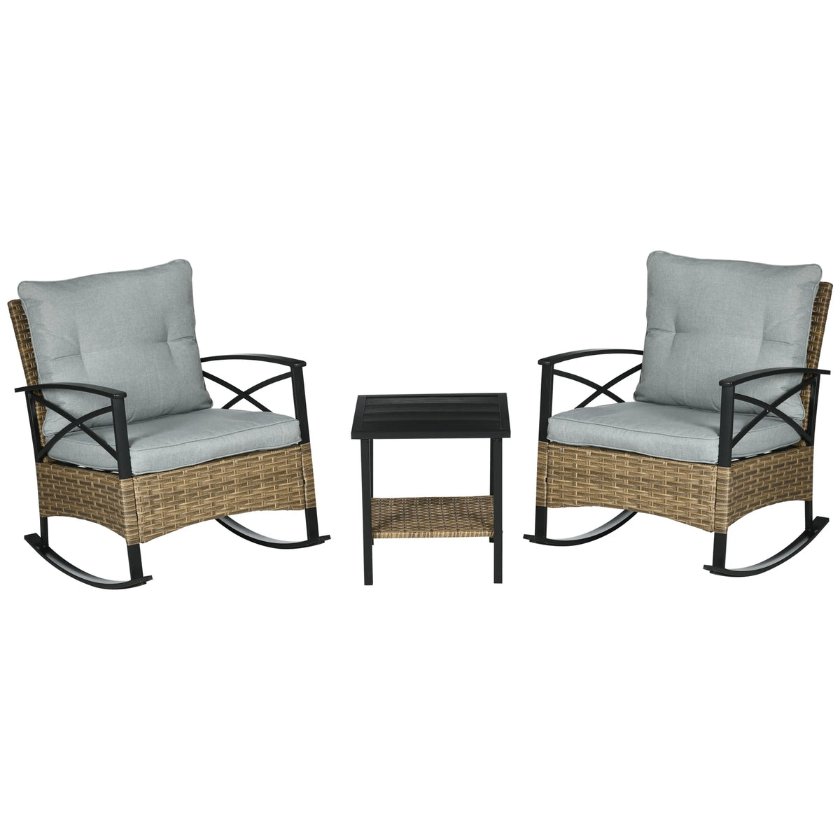 Outsunny Wicker Patio Bistro Set With Cushions