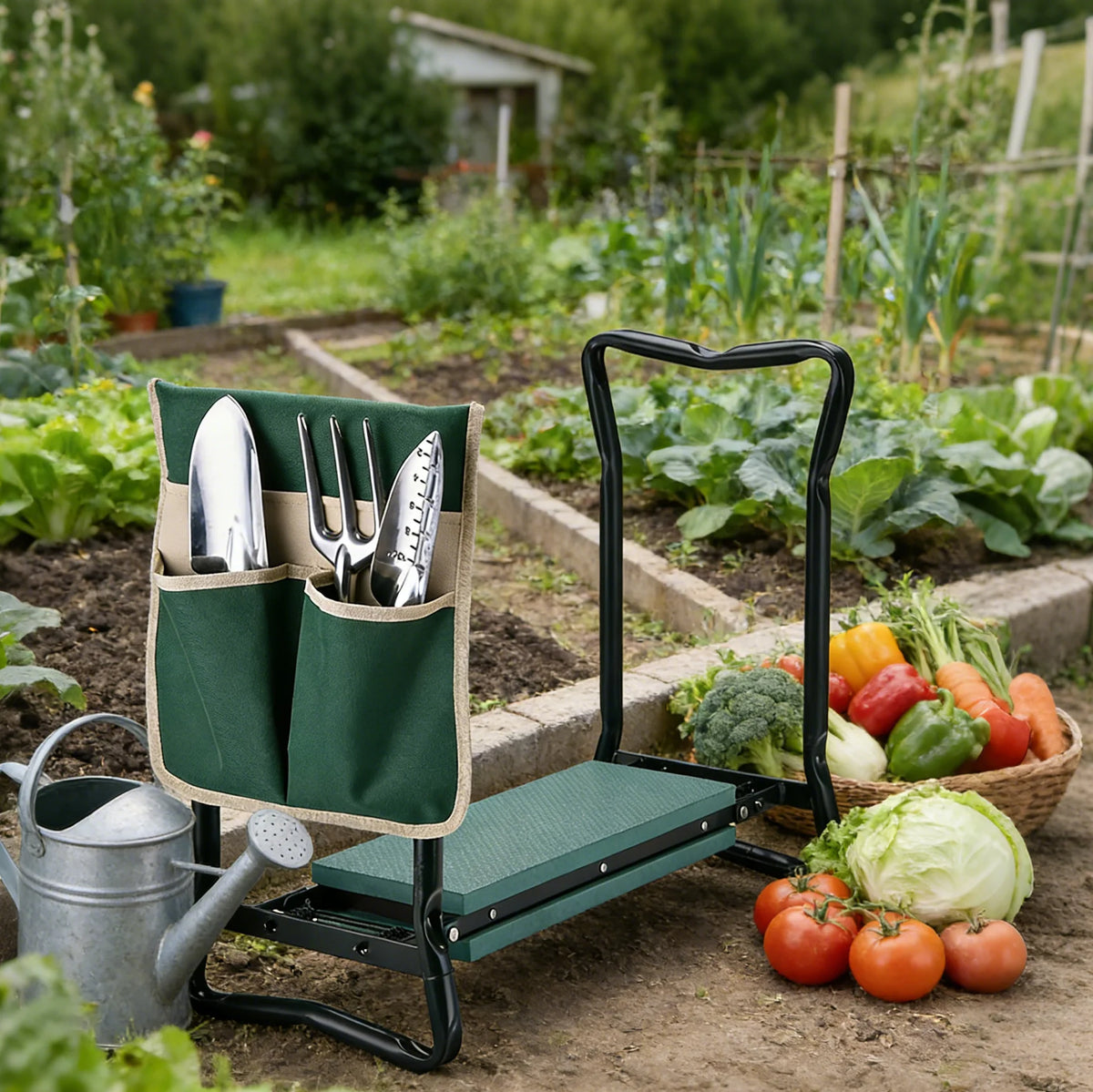Foldable Garden Kneeler And Seat With Storage Bag