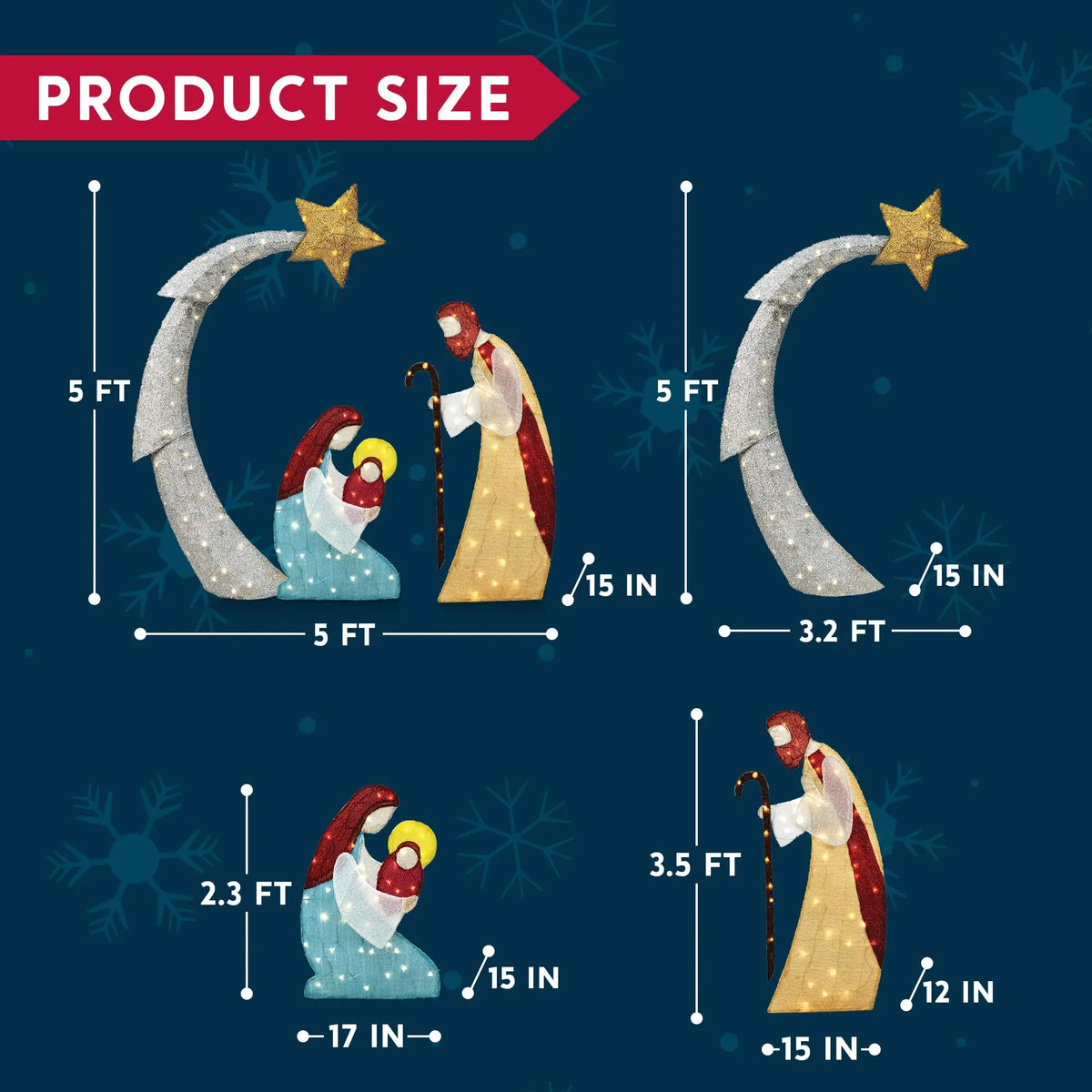 LED Christmas Nativity Scene Yard Decoration Lights
