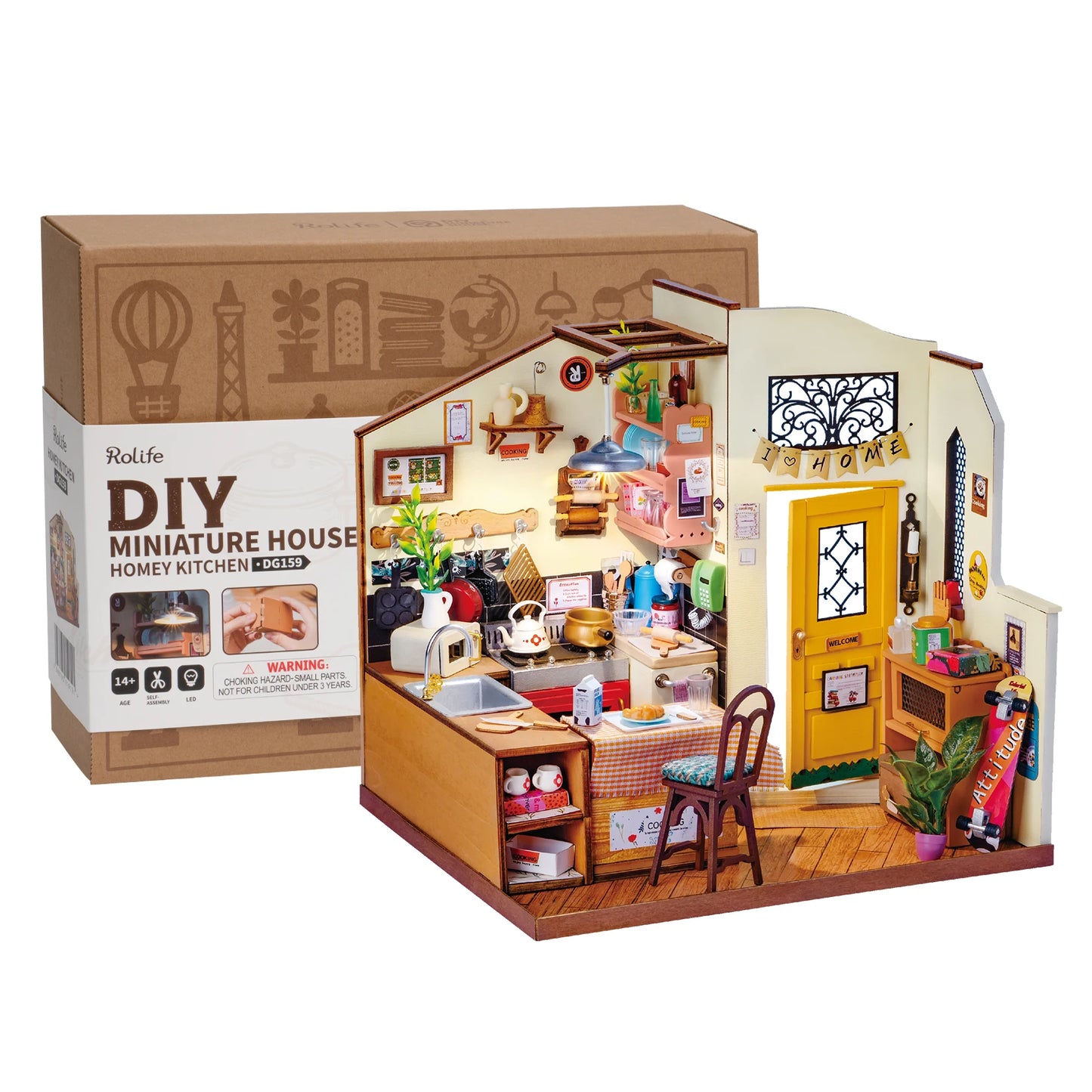 Rolife Cozy Kitchen DIY Wooden Miniature House Kit