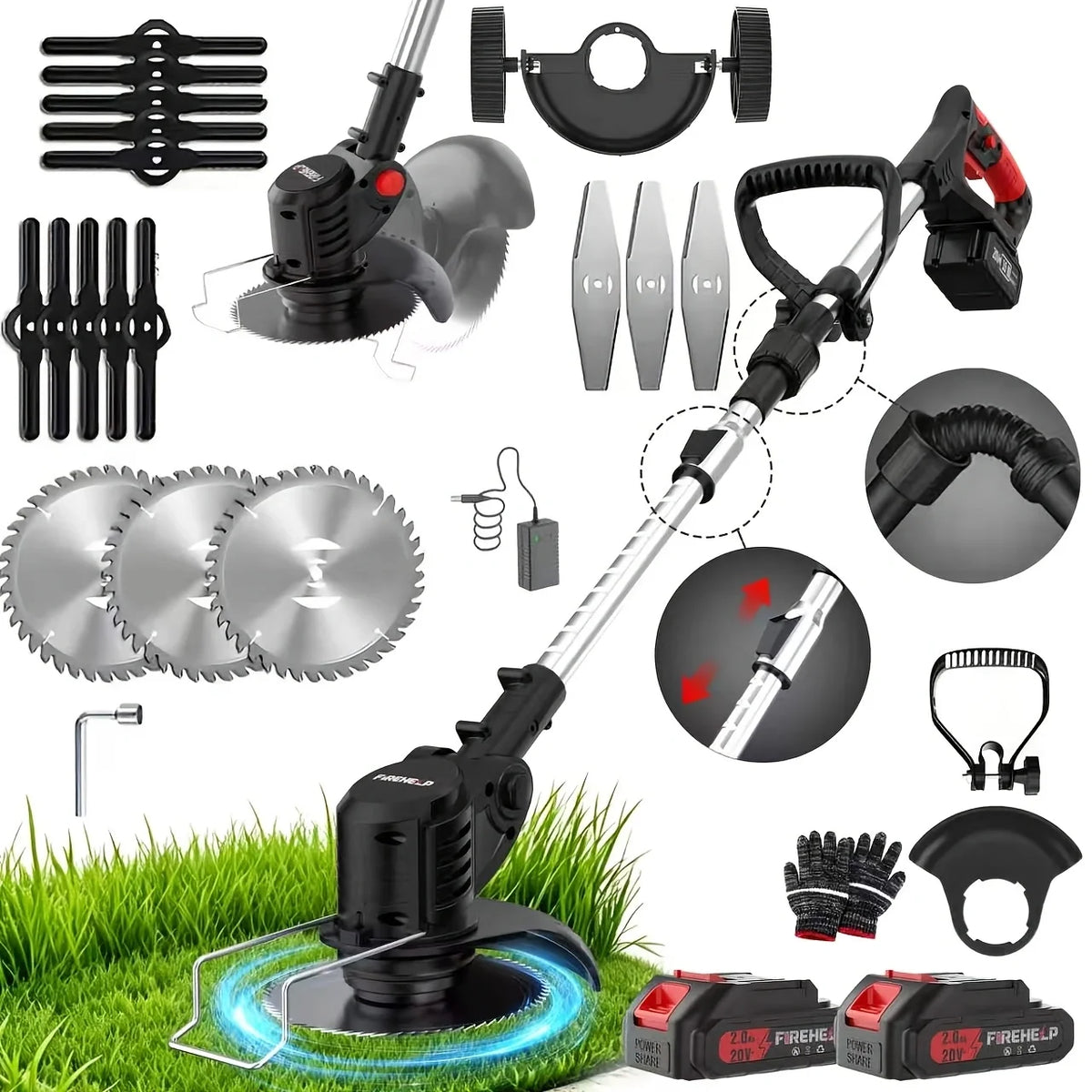 Firehelp Cordless 3 In 1 Lawn Mower Trimmer Edger