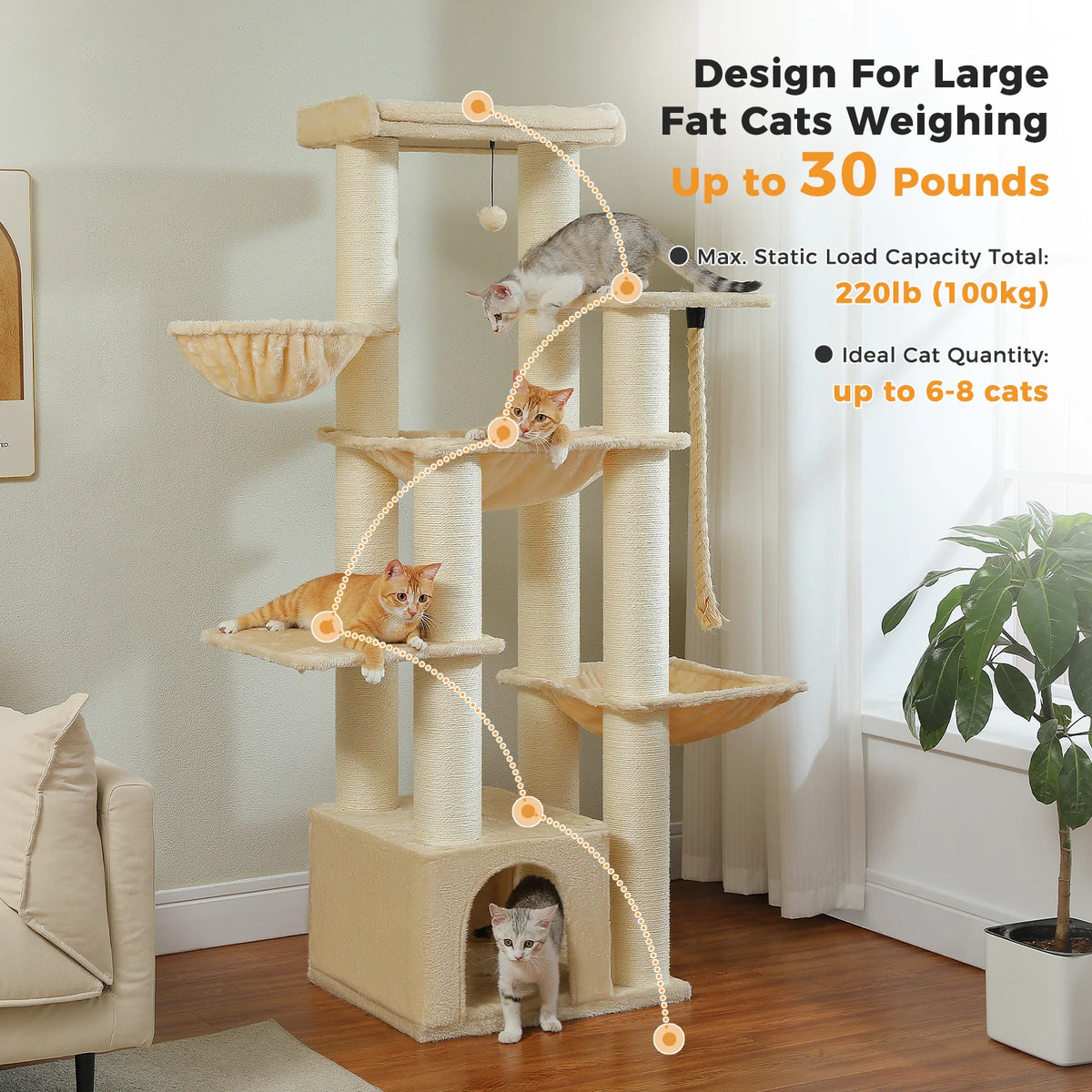 Pawz Road Large Multilevel Cat Tree With Hammock