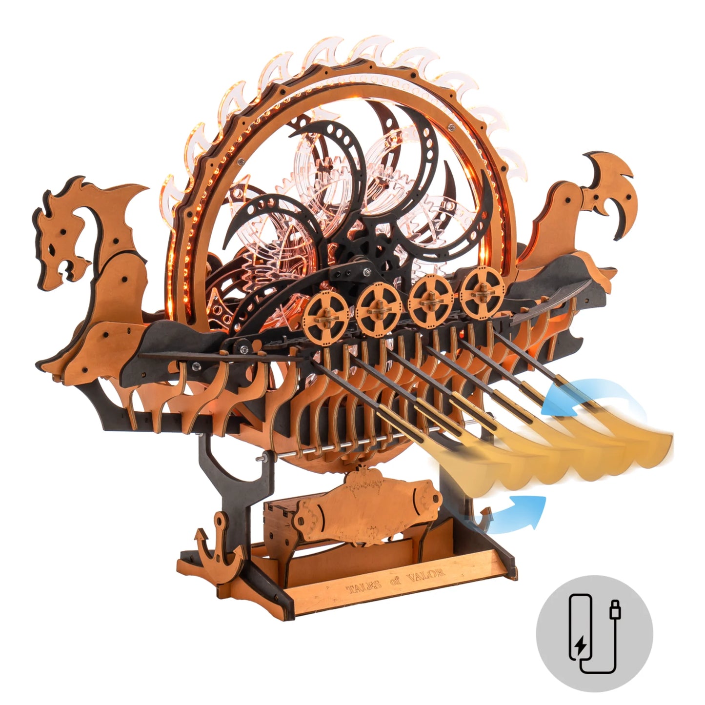 ROKR Wooden Viking Dragon Ship 3D Puzzle Model