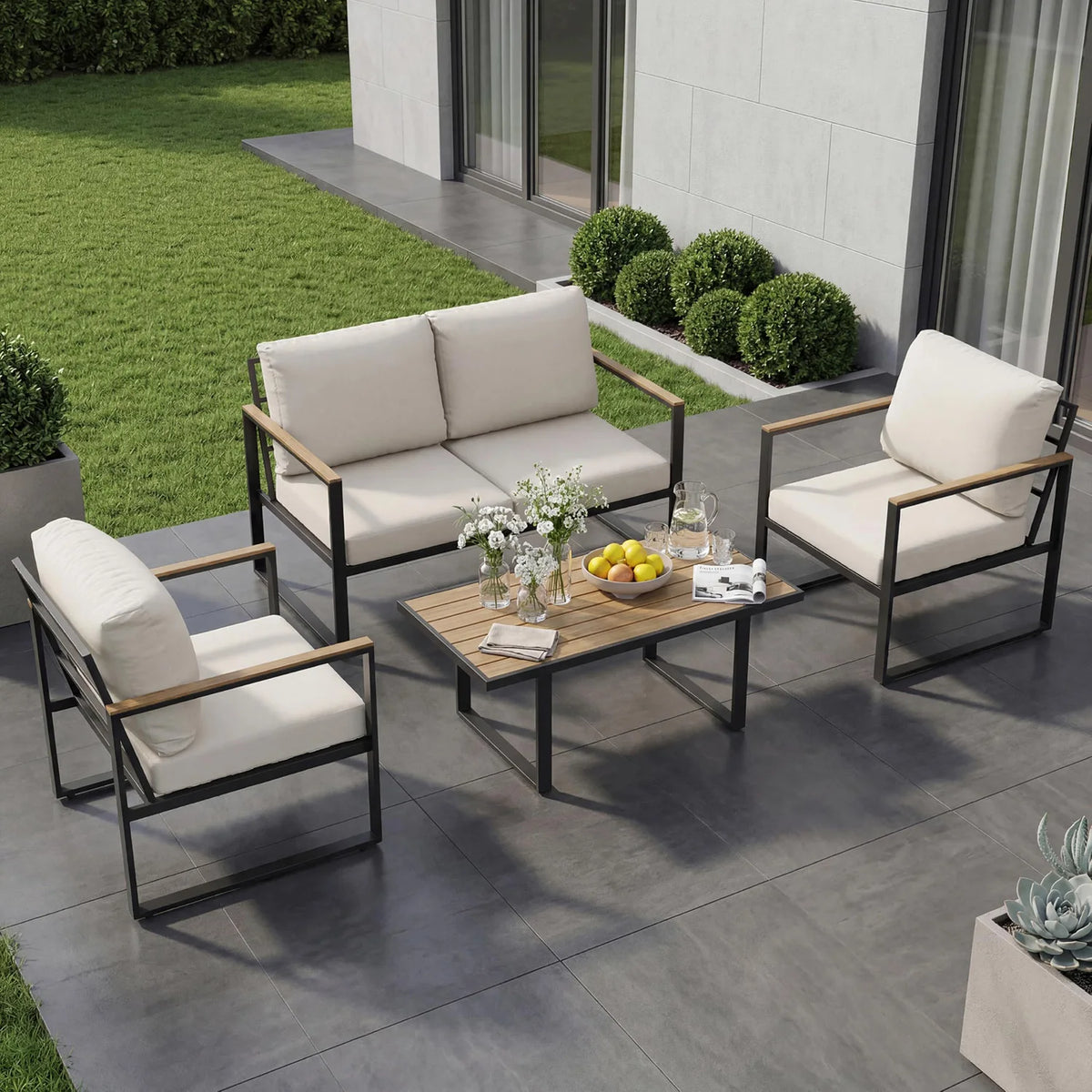 HobbyLane Modern Patio Sectional Sofa With Coffee Table